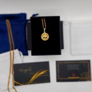 Eye Horus 18K Gold  Pendant with Gems with 18K Gold Plated Miami Cuban Link